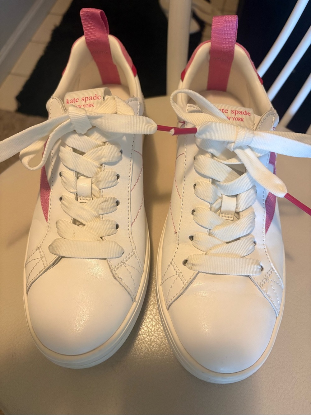 kate spade White Sneakers with Pink Accents
